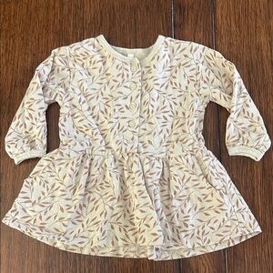 Riley + Cru Vines button up cotton knit dress wheat 3-6 months